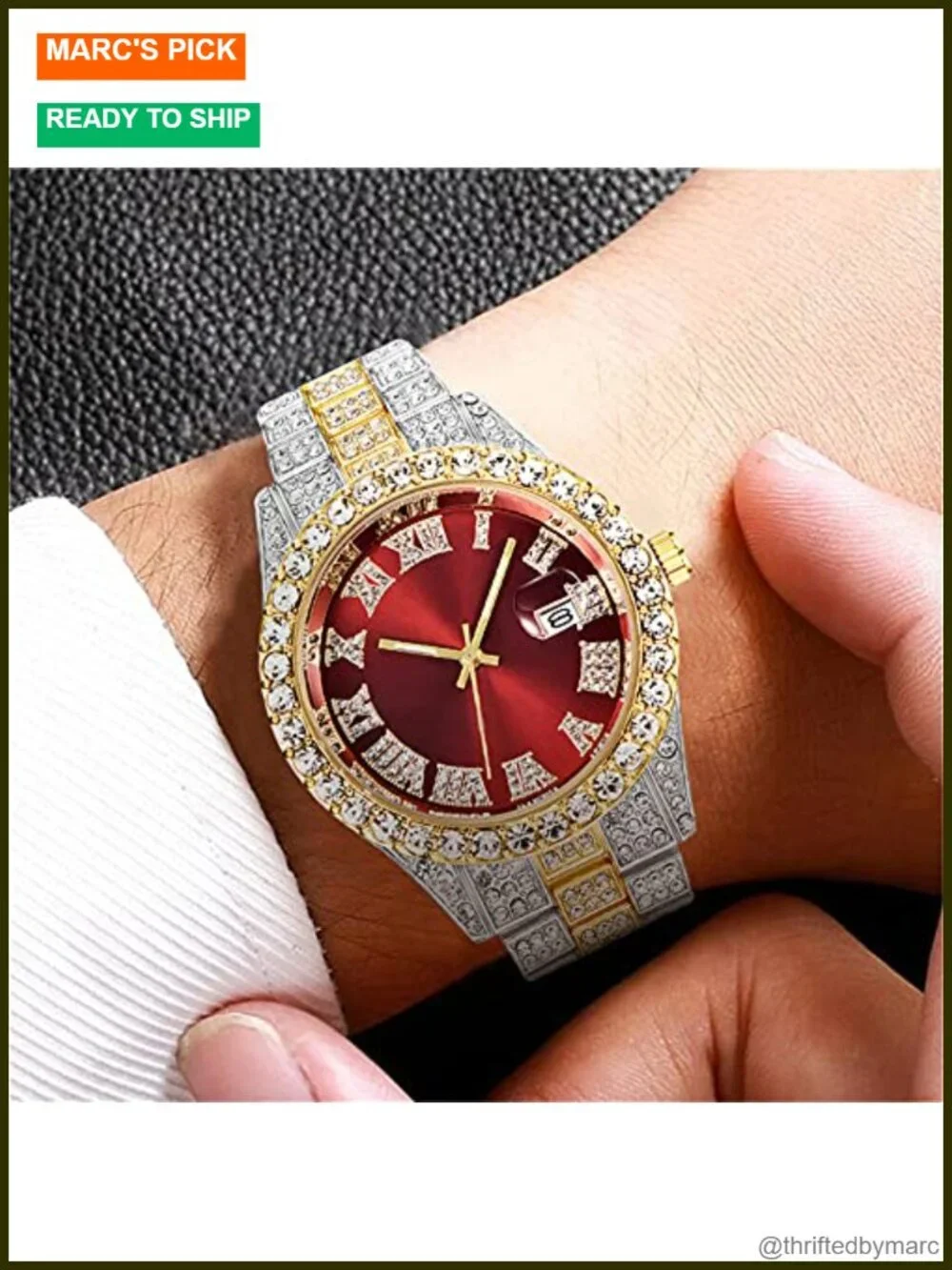 Unisex Crystal Diamond Watch Stainless Steel Quartz Analog Big Face Wrist Watch